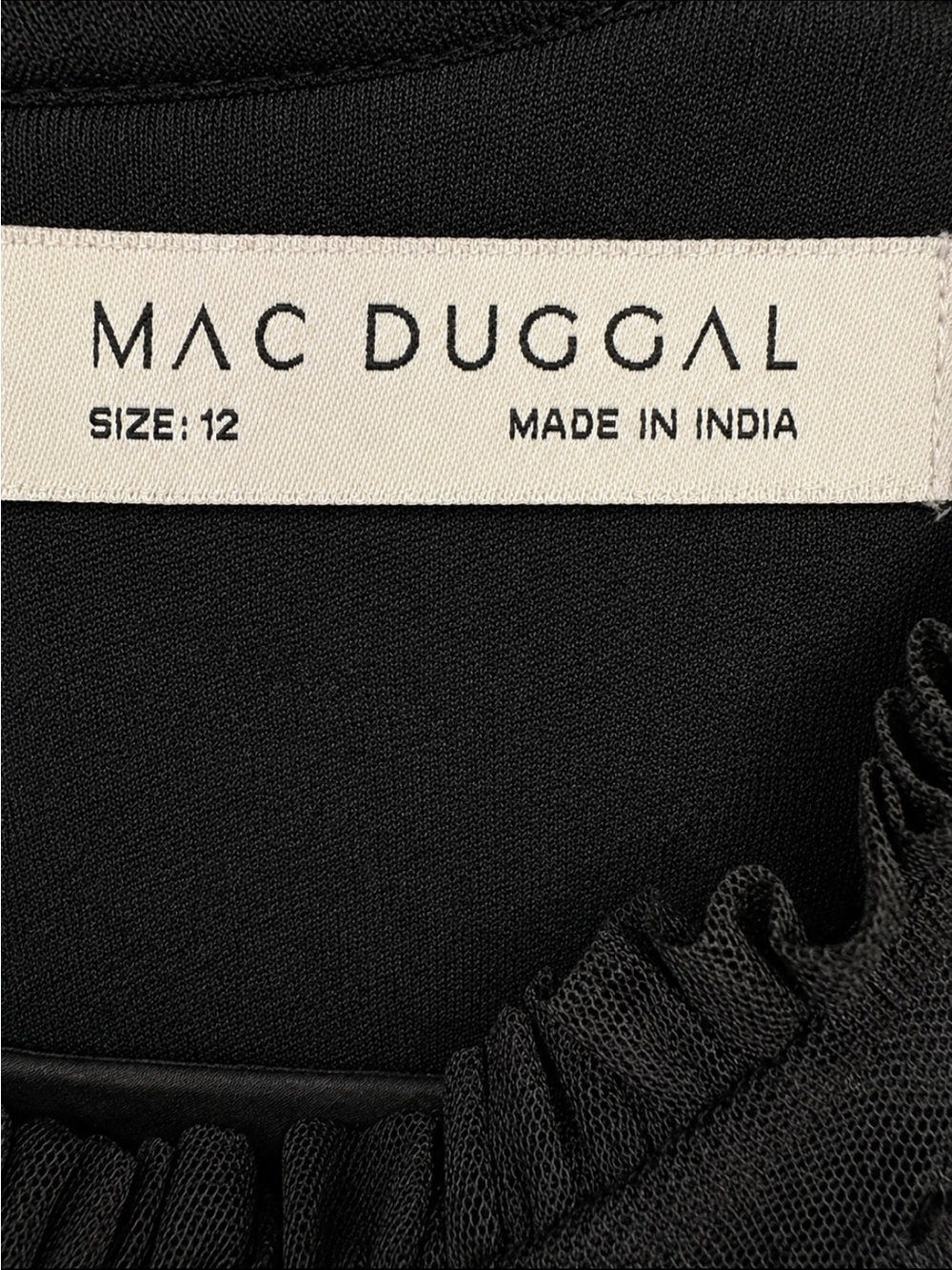 Mac Duggal Black Sequin Midi Dress with Ruffle Details - Picture 3 of 5